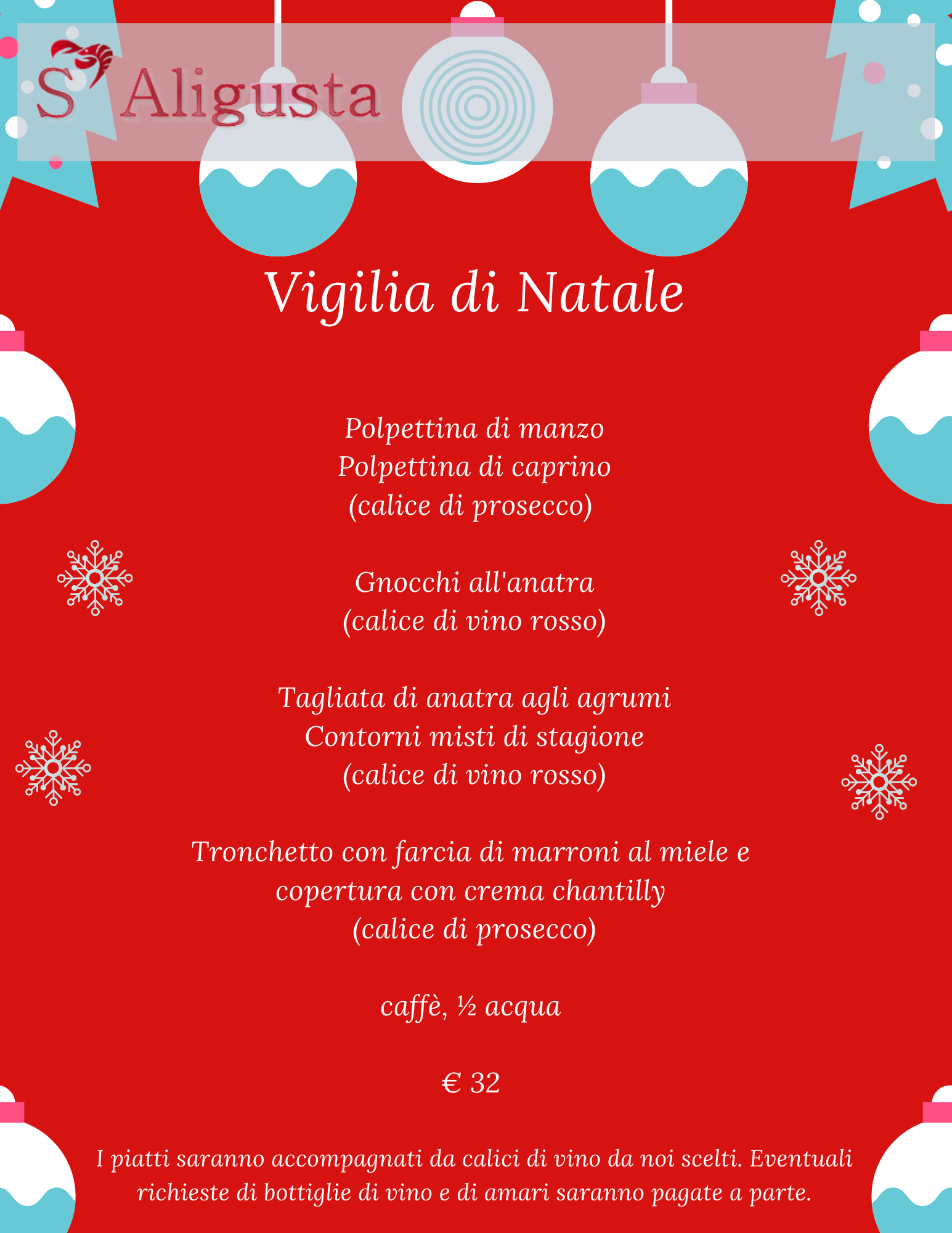 Foto Menu Di Natale.Menu Di Carne Vigilia Di Natale 2019 Ristorante S Aligusta Padova